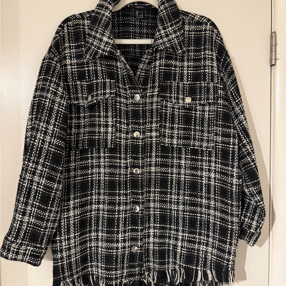 Forever 21 Black and White Plaid Button Up